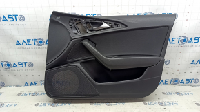 Front right door panel for Audi A6 C7 12-18, black leather, insert and armrest, black leather, with handle, with backlight, needs cleaning, broken fastener