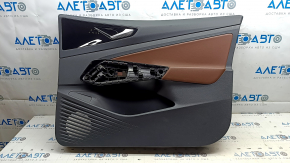 Front right door trim panel Volkswagen ID.4 21-22 black, brown leather armrest, glossy black insert, with handle, scratches