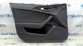 Front left door panel for Audi A6 C7 12-18, black leather, insert and armrest, black leather, with handle, with backlight, for cleaning