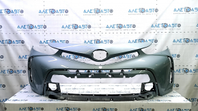 Bare front bumper for a Toyota Prius V 15-17, green, dents, peeling paint, cracks in the mounts