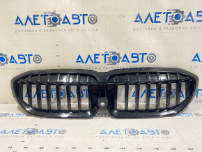 Radiator grill assembly BMW 3 G20 19-22 black gloss, under camera, M Sport
