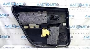 Rear right door panel for Toyota Prius V 15-17, black, leather insert, black, with handle, scratches