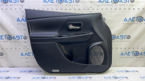 Front left door panel for Toyota Prius V 15-17, black, leather insert, with handle, scratches