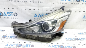 Toyota Prius V 15-17 front left headlight assembly (rest LED), water damage, broken mount, damaged chrome frame