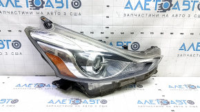 Toyota Prius V 15-17 right front headlight assembly (restored LED), water damage, damaged chrome frame