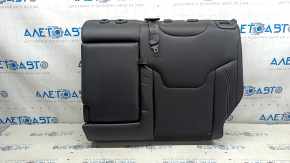 Rear seat, 2nd row, upper left, Jeep Compass 22-25, leather + black cloth, with belt and armrest, white and black stitching, wrinkled