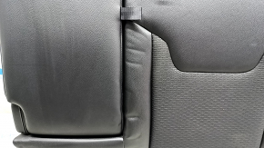 Rear seat, 2nd row, upper left, Jeep Compass 22-25, leather + black cloth, with belt and armrest, white and black stitching, wrinkled