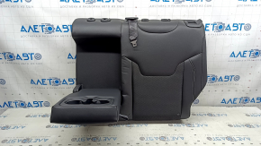 Rear seat, 2nd row, upper left, Jeep Compass 22-25, leather + black cloth, with belt and armrest, white and black stitching, wrinkled
