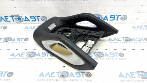 Upper center console trim for Mercedes W167 GLE 350 450 20-23, black leather with chrome, backlit, scratches