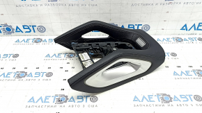 Upper center console trim for Mercedes W167 GLE 350 450 20-23, black leather with chrome, backlit, scratches