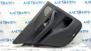 Door trim, rear left card, Mercedes W167 GLE 350 450 20-24, black leather, with non-working backlight, black leather armrest, gray wood insert, Burmester, without curtain, with handle, contact with