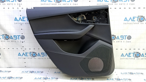 Black door trim panel, rear left, Audi Q7 16-19, black leather insert, black leather armrest, with window lift control