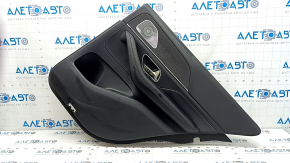 Door trim, rear right card, Mercedes W167 GLE 350 450 20-24, black leather, with non-working backlight, black leather armrest, gray wood insert, Burmester, without curtain, with handle, contact with