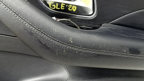 Door trim, rear right card, Mercedes W167 GLE 350 450 20-24, black leather, with non-working backlight, black leather armrest, gray wood insert, Burmester, without curtain, with handle, contact with