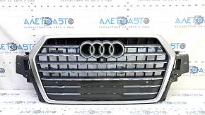 Audi Q7 16-19 gray radiator grille assembly, for parking sensors, for a camera, with emblems, sand, cracked chrome