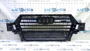 Audi Q7 16-19 gray radiator grille assembly, for parking sensors, for a camera, with emblems, sand, cracked chrome