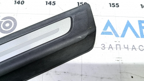 Rear right outer door sill trim for Audi Q7 16-25, black with chrome, worn