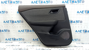 Door trim panel rear left Nissan Rogue 21-22 black without curtain S US built, with gray insert cloth, armrest leather, brown top, with handle, scratches