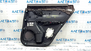 Door trim panel rear left Nissan Rogue 21-22 black without curtain S US built, with gray insert cloth, armrest leather, brown top, with handle, scratches