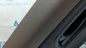 Door trim panel rear left Nissan Rogue 21-22 black without curtain S US built, with gray insert cloth, armrest leather, brown top, with handle, scratches