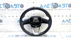 The steering wheel is bare, Audi Q7 16-19, black leather, heated, without buttons and paddles, scratches