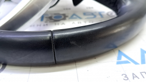 The steering wheel is bare, Audi Q7 16-19, black leather, heated, without buttons and paddles, scratches