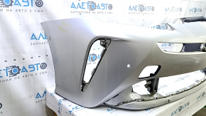 Bare front bumper for Toyota Prius 50 19-22 with parking sensors and PMA, silver, cracked, broken fasteners, scratches