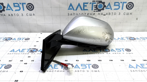 Left side mirror assembly for Toyota Prius 50 16-20, 6 pins, BSM, silver, glued, missing chrome molding and trim