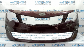 Kia Optima 16-18 USA built bare front bumper, burgundy, broken fasteners, dents, scratches