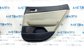 Rear right door panel for Kia Optima 16-18, black with beige leather insert, leather armrest, with graphite trim, with handle, scratches, worn