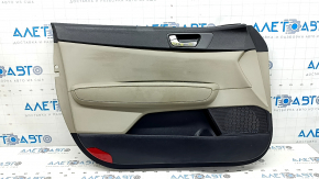 Front left door panel for Kia Optima 16-18, black with beige leather insert, leather armrest, with graphite trim, with handle, scratches, worn