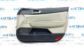 Front right door panel for Kia Optima 16-18, black with beige leather insert, leather armrest, with graphite trim, with handle, scratches, worn, needs cleaning