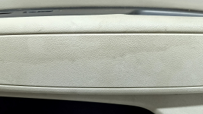 Front right door panel for Kia Optima 16-18, black with beige leather insert, leather armrest, with graphite trim, with handle, scratches, worn, needs cleaning