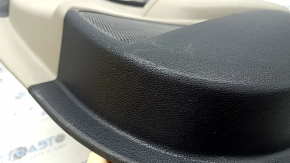Front right door panel for Kia Optima 16-18, black with beige leather insert, leather armrest, with graphite trim, with handle, scratches, worn, needs cleaning