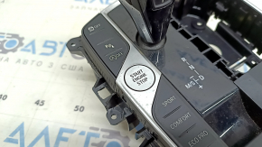 Gearshifter assembly for BMW 3 G20 19-22 with handle and buttons, covered in soot, scratches on chrome