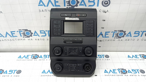 Multimedia control with climate control for a Ford F150 15-20, black, with buttons for disabling stability control and emergency lights with auto-stop, missing handle, scratches, needs cleaning