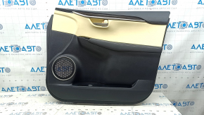 Front right door panel for Lexus NX200t NX300h 15-17, black leather with beige insert, wood trim, black leather armrest, scratches
