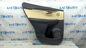 Rear left door panel for Lexus NX200t NX300h 15-17, black with beige insert, black leather armrest, wood trim, needs cleaning, scratches, dent
