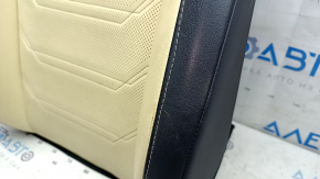 Upper passenger seat trim for Lexus NX300 NX300h 15-17, black and beige leather, heated, ventilated, type 1, dry-cleanable, scratches on leather
