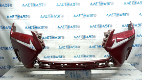 Bare front bumper for Lexus NX200t NX300h 15-17 base with parking sensors, without headlight washers, red, with impacts, sand, scratches, and scuffs