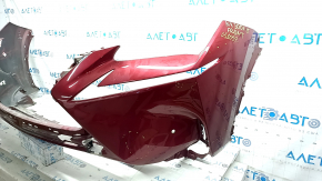 Bare front bumper for Lexus NX200t NX300h 15-17 base with parking sensors, without headlight washers, red, with impacts, sand, scratches, and scuffs