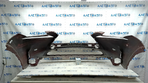 Bare front bumper for Lexus NX200t NX300h 15-17 base with parking sensors, without headlight washers, red, with impacts, sand, scratches, and scuffs