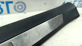 Front right door sill plate for Lexus NX200t NX300 NX300h 15-21 black, chrome, scratches and nicks on chrome, scratches on plastic, broken fastener