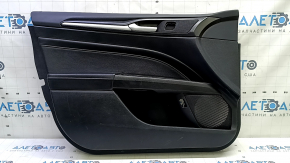 Door trim, front left, Ford Fusion mk5 17-20 titanium, black with black leather insert, leather armrest, graphite molding, with window lifter trim, scratches