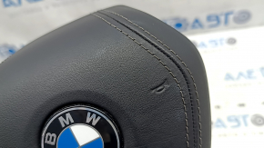 Airbag in the driver's steering wheel of the BMW X5 G05 19-24, black leather, scratches