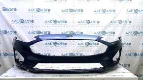 Front bumper, bare, Ford Fusion mk5 19-20, without parking sensors and tow hook, blue, cracked, dented, scuffed