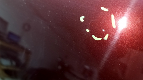 Bare hood of a 1996 Honda Accord hybrid, restyling, aluminum, red R-543P, scratches, nicks