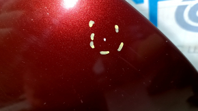 Bare hood of a 1996 Honda Accord hybrid, restyling, aluminum, red R-543P, scratches, nicks