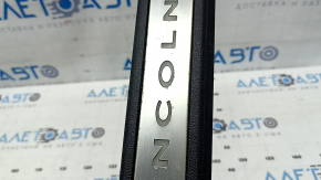 Lincoln MKZ 17-20 front right door sill plate, chrome with backlight, black, scratches