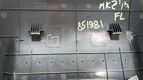 Lincoln MKZ 13-20 black rear driver's seat cover, broken fasteners, broken fastener, cracks in fasteners, tear, dented